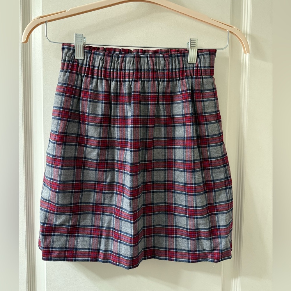J. Crew Factory Wool-Blend City Skirt - Red/Gray Plaid - Size 00